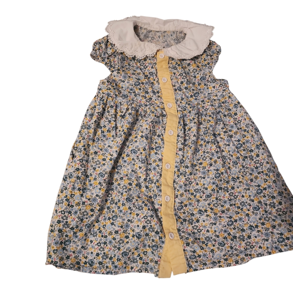 Floral Kids Casual Dress with Yellow Accents